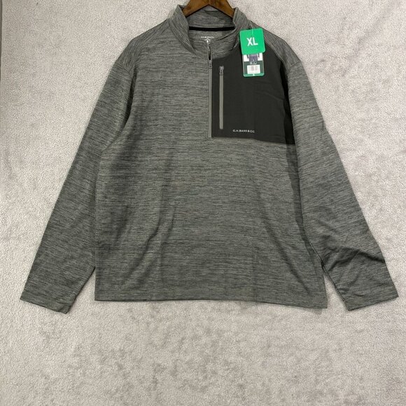 NEW G.H. Bass & Co. Mens XL Mixed Media 1/4 Zip Pullover Gray Sweatshirt - Picture 2 of 7